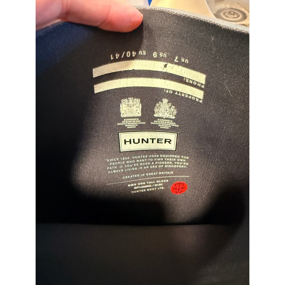 Hunter Women's 9 Original Tall Gloss Rain Boots $190 Waterproof Pull On Gray - Picture 7 of 8